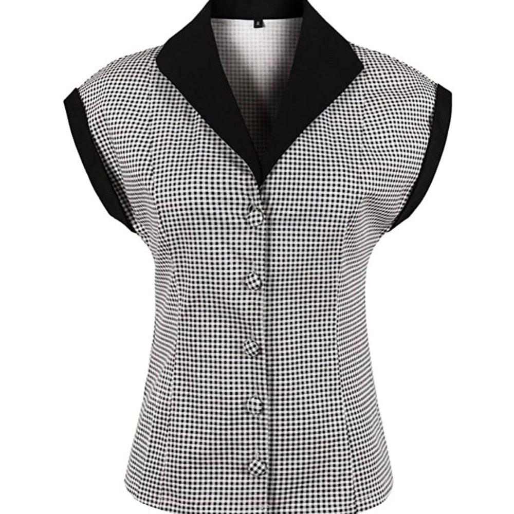 Retro Pinup Plus Plaid Blouse